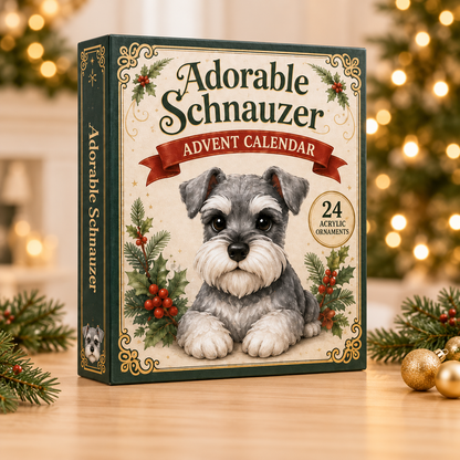 Adorable Schnauzer Advent Calendar 2026 - 24-Day Festive Countdown, Acrylic Charms Blind Box - Gift For Dog Lovers