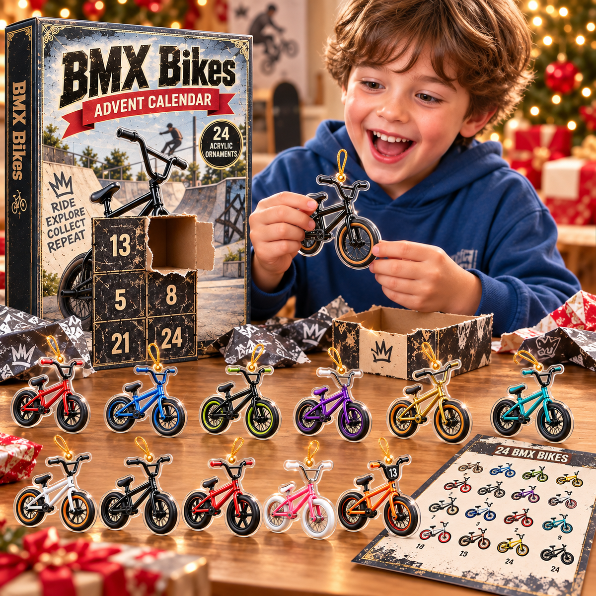 BMX Bikes Advent Calendar 2026 - 24-Day Festive Countdown, Acrylic Charms Blind Box