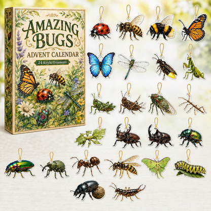 Amazing Bugs Advent Calendar 2026 - 24-Day Festive Countdown, Acrylic Charms Blind Box - Gift For Bug Lovers
