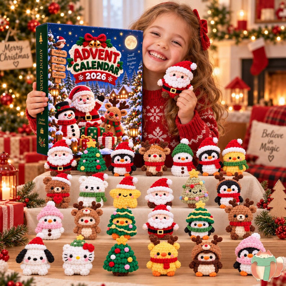 Handmade Crochet Christmas Advent Calendar 2026, 24 Mini Crochet Dolls Countdown Box, Personalized Holiday Decor Gift