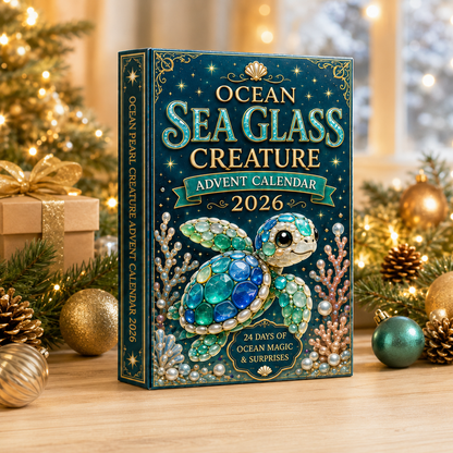 Ocean Sea Glass Creature Advent Calendar 2026 - 24-Day Festive Countdown, Acrylic Charms Blind Box - Gift For Ocean Lovers