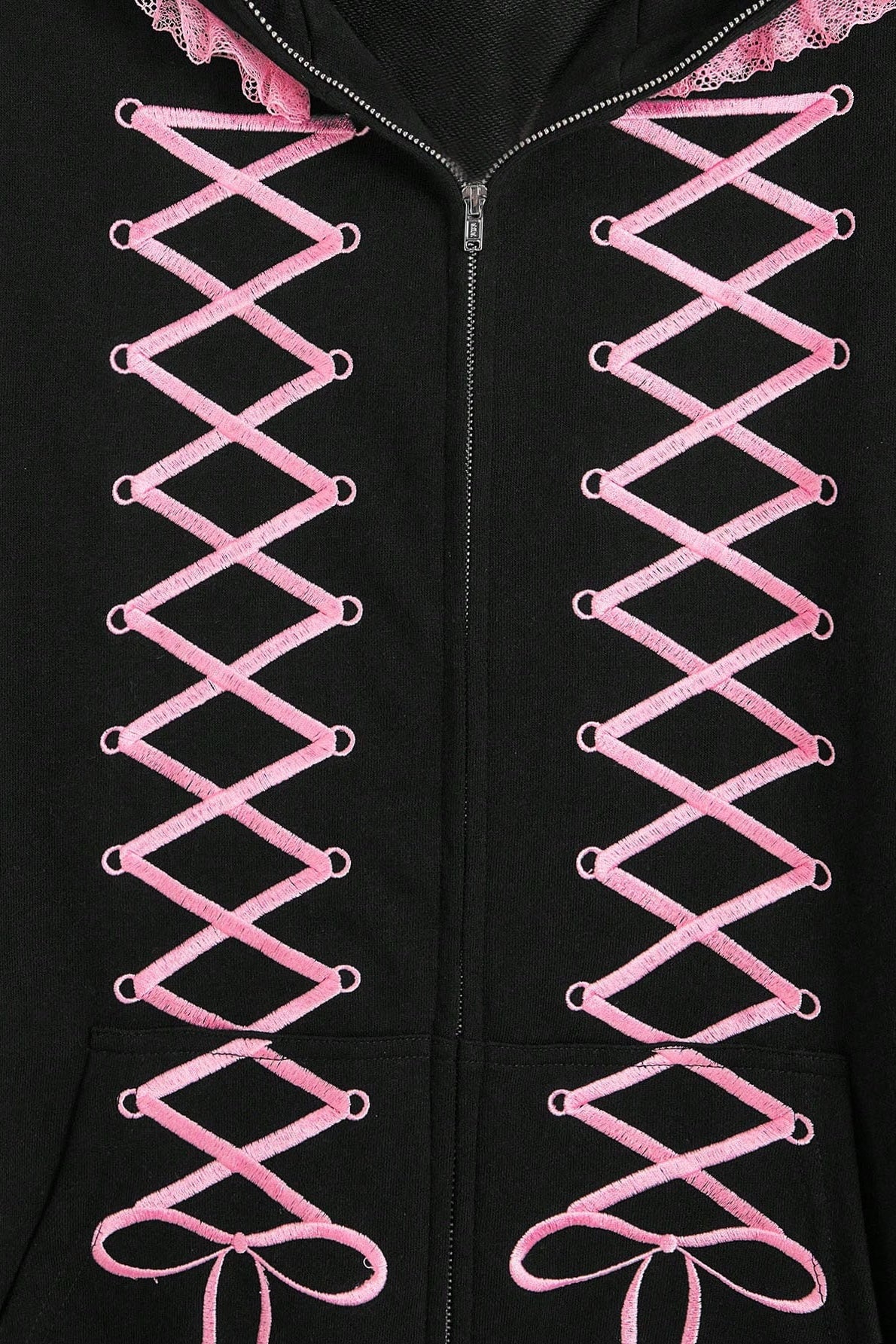 Embroidered Abstract Zip Hoodie