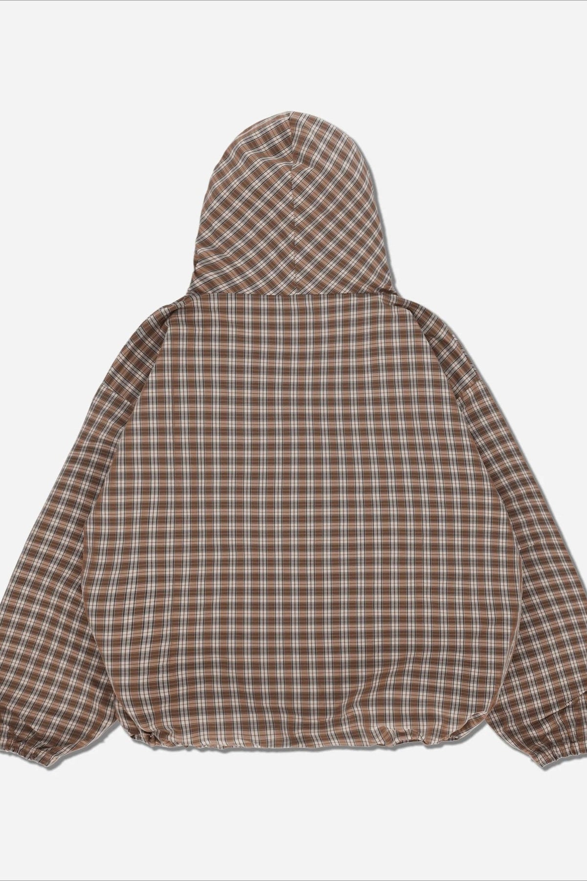 Vintage Plaid Half-Placket Masked Hoodie