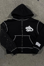 Embroidery Zipper Oversize Hoodie