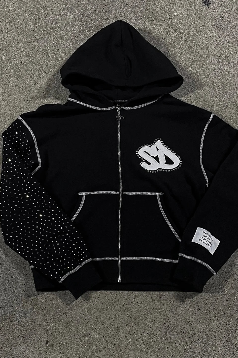 Embroidery Zipper Oversize Hoodie