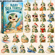 Baby Sea Turtle Advent Calendar 2026 - 24-Day Festive Countdown, Acrylic Charms Blind Box - Gift For Sea Turtle Lovers