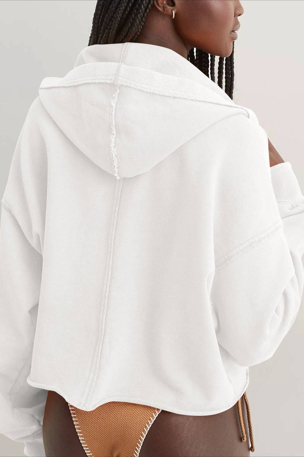 Relaxed V Neck Collared Pullover Sweatshirt