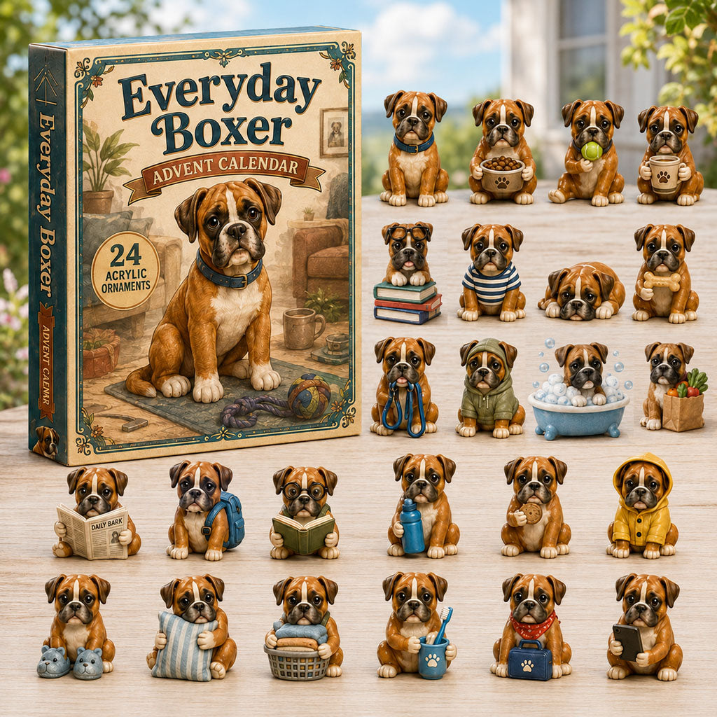 Everyday Boxer Advent Calendar 2026 - 24-Day Festive Countdown, Acrylic Charms Blind Box - Gift For Boxer Lovers