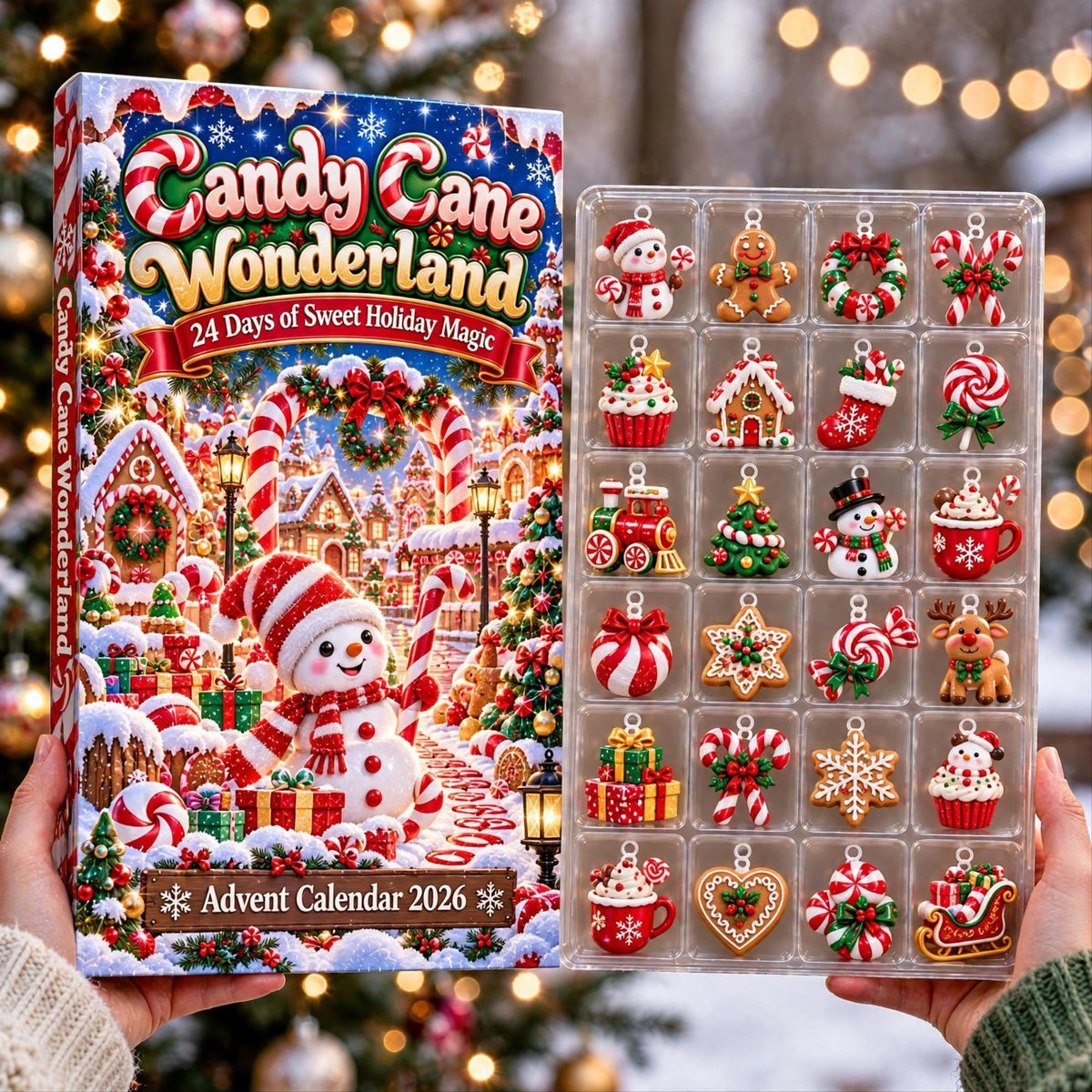 Candy Cane Wonderland Advent Calendar 2026, 24 Piece Candy Cane Ornament Set, Blind Box Advent Calendar, Christmas Countdown Gift