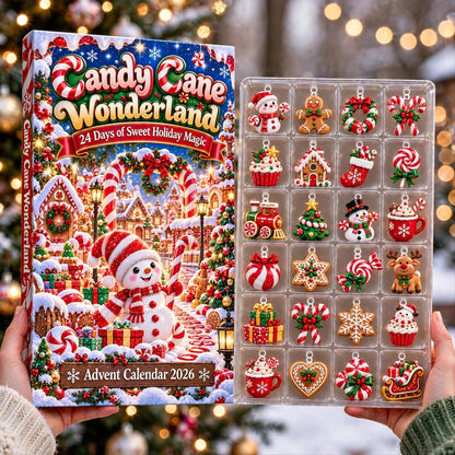 Candy Cane Wonderland Advent Calendar 2026, 24 Piece Candy Cane Ornament Set, Blind Box Advent Calendar, Christmas Countdown Gift