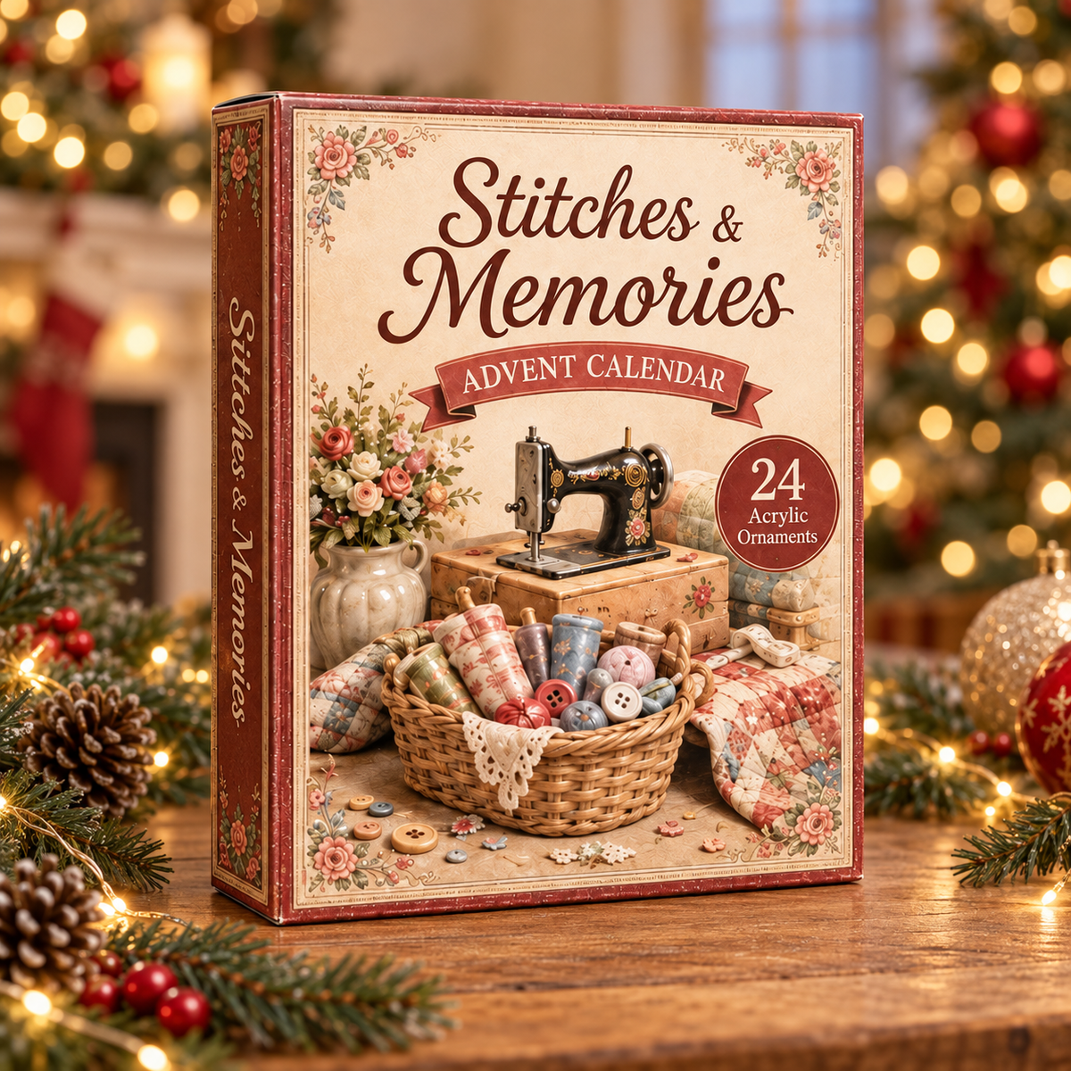 Memory Sewing Advent Calendar 2026 - 24-Day Festive Countdown, Acrylic Charms Blind Box - Gift For Sewing Lovers