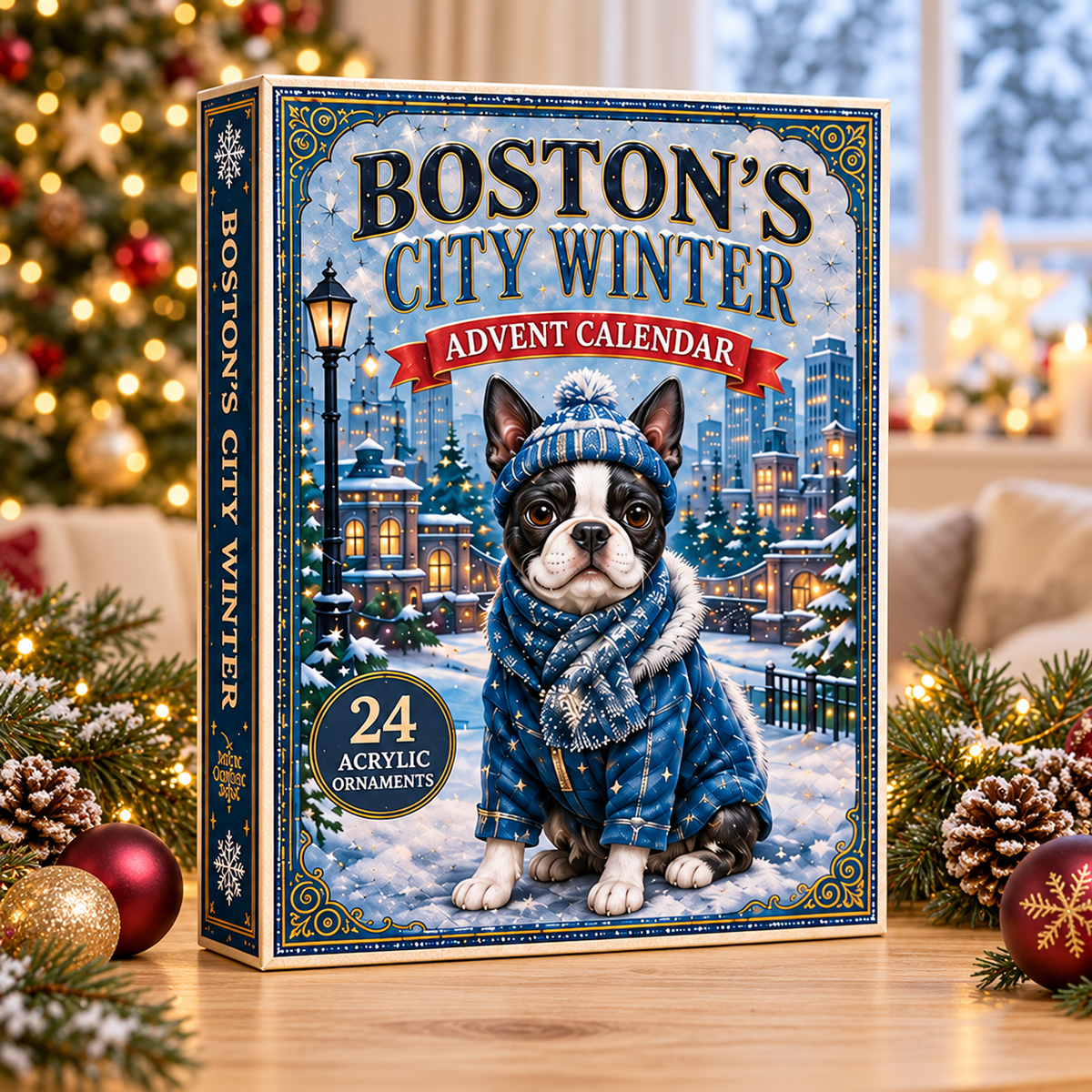 Boston's City Winter Advent Calendar 2026 - 24-Day Festive Countdown, Acrylic Charms Blind Box - Gift For Dog Lovers