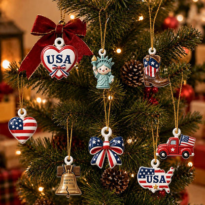 Personalized 250th Freedom Patriotic Christmas Advent Calendar, 24 Acrylic Charms America Countdown Box Gift