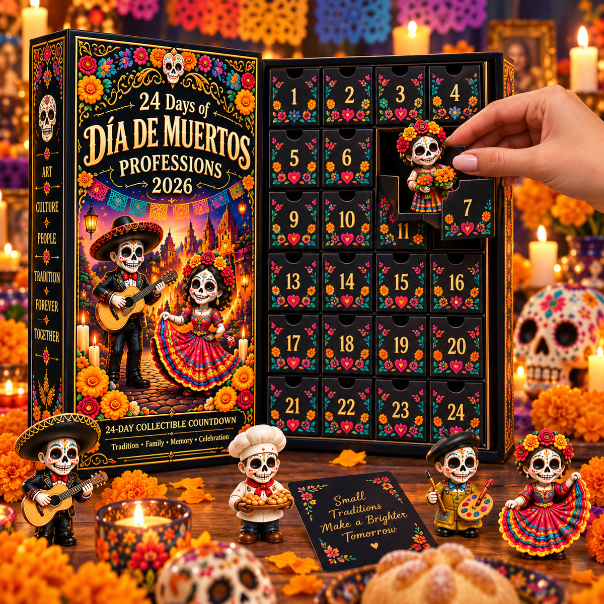 24 Days of Día de Muertos Professions 2026 – 24-Day Collectible Countdown Calendar with 24 Unique Profession Miniatures