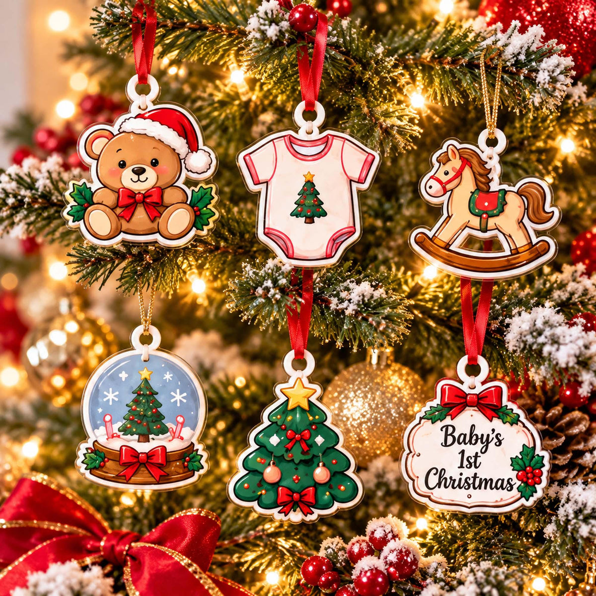 Personalized Baby Photo First Christmas Advent Calendar 2026,Custom Baby Name Blind Box, 24 Day Baby 1st Christmas Countdown Ornament Set