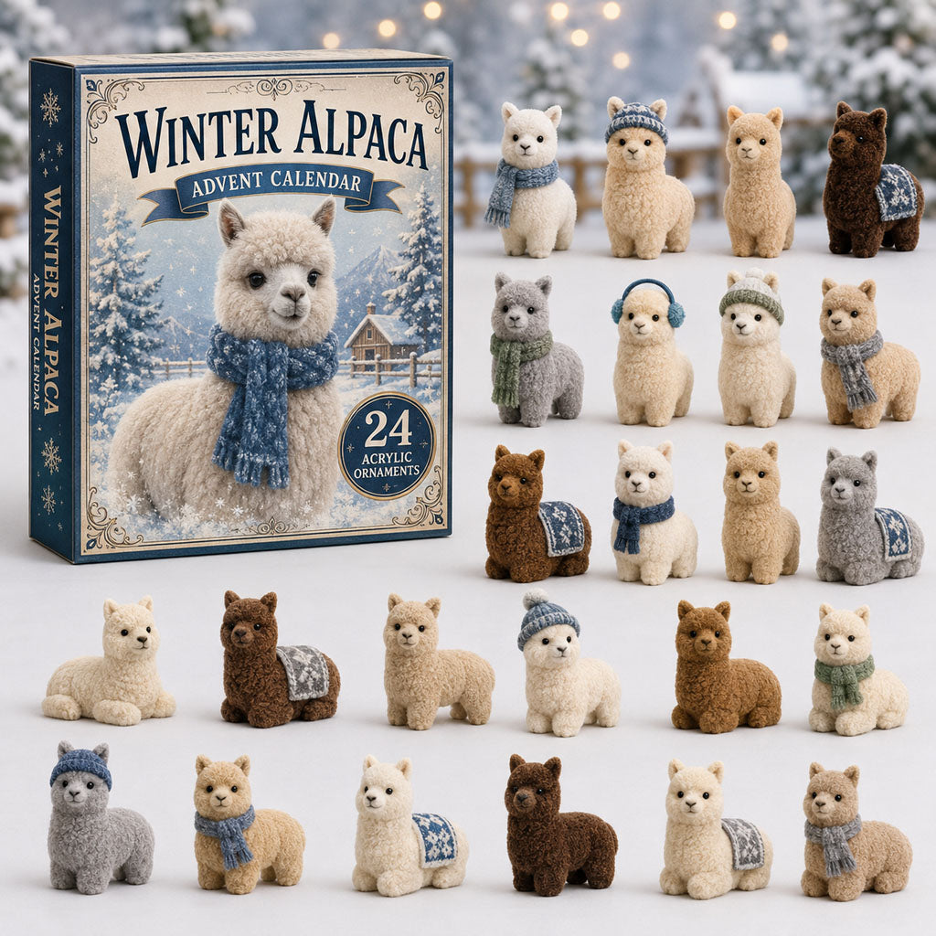 Winter Alpaca Advent Calendar 2026 - 24-Day Festive Countdown, Acrylic Charms Blind Box - Gift For Farm Lovers