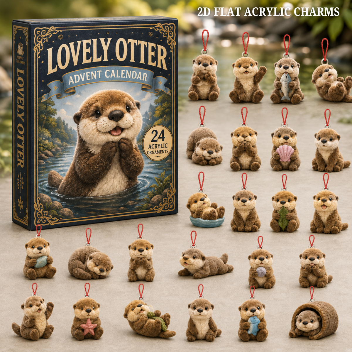 Lovely Otter Advent Calendar 2026 - 24-Day Festive Countdown, Acrylic Charms Blind Box - Gift For Otter Lovers