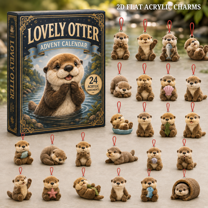 Lovely Otter Advent Calendar 2026 - 24-Day Festive Countdown, Acrylic Charms Blind Box - Gift For Otter Lovers