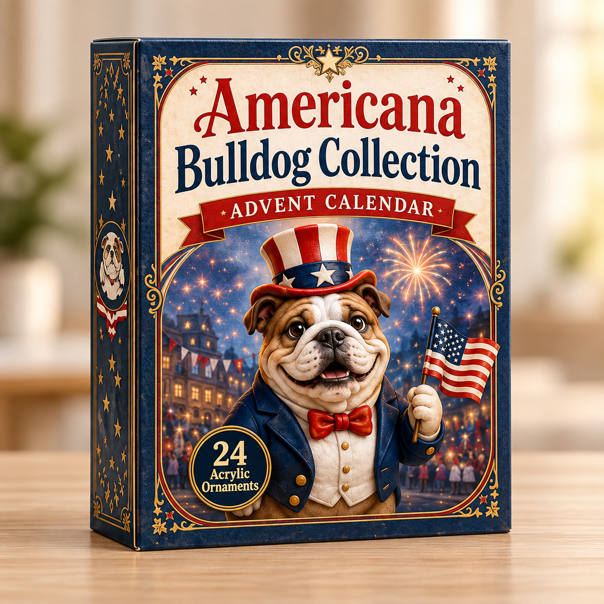 Americana Bulldog Collection Advent Calendar 2026 - 24-Day Festive Countdown, Acrylic Charms Blind Box - Gift For Bulldog Lovers