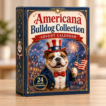Americana Bulldog Collection Advent Calendar 2026 - 24-Day Festive Countdown, Acrylic Charms Blind Box - Gift For Bulldog Lovers