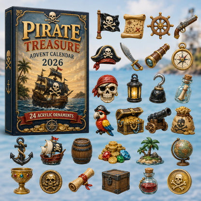 Pirate Treasure Advent Calendar 2026 - 24-Day Festive Countdown, Acrylic Charms Blind Box - Gift For Ocean Lovers, Family & Friends