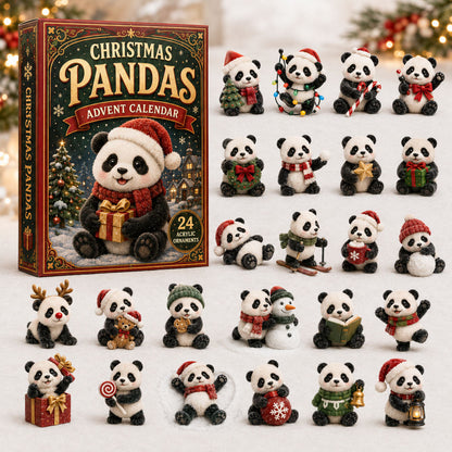 Christmas Pandas Advent Calendar 2026 - 24-Day Festive Countdown, Acrylic Charms Blind Box - Gift For Panda Lovers