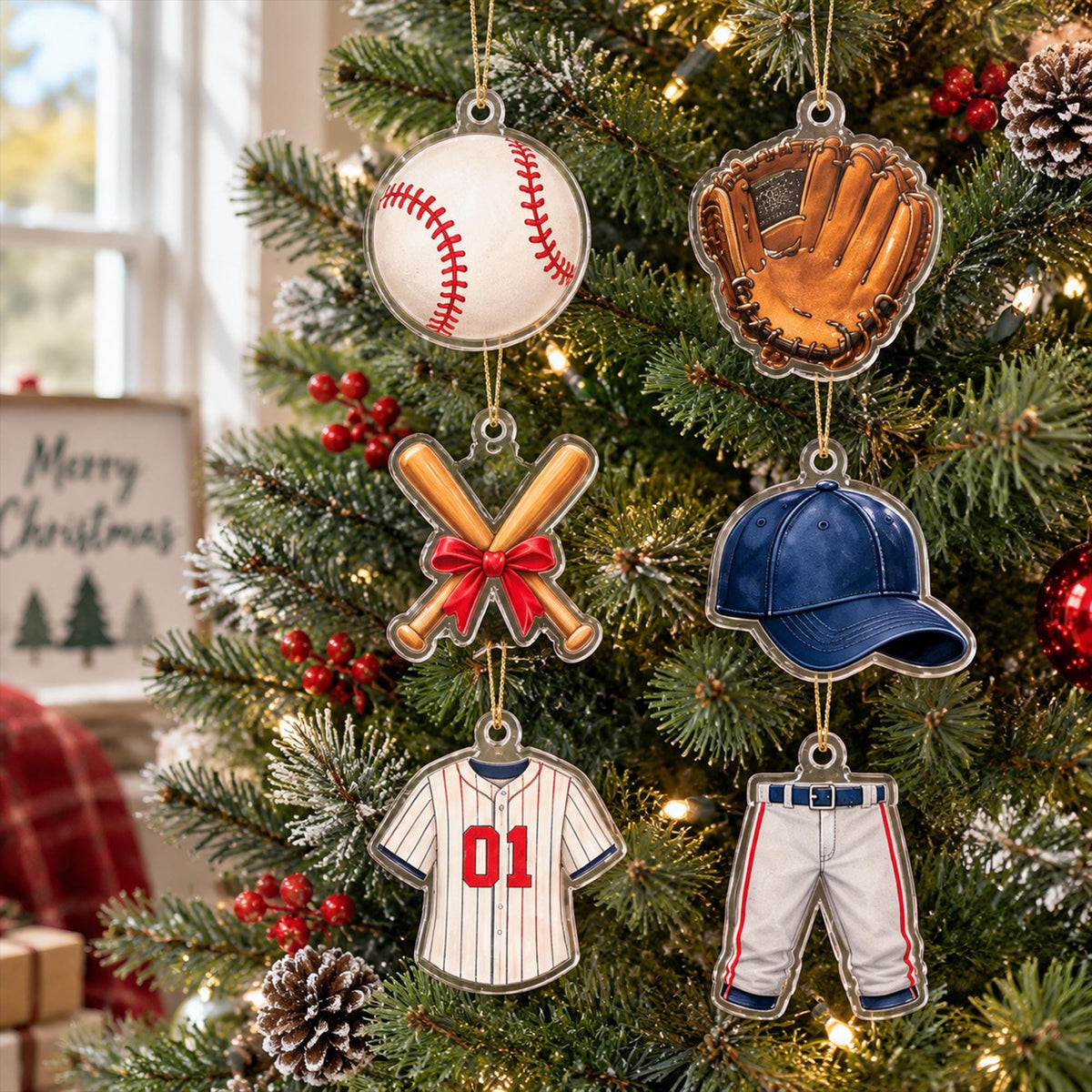 Personalized Baseball Advent Calendar 2026, Custom Baseball Christmas Countdown, 24 Day Acrylic Ornament Set, Baseball Player Gift