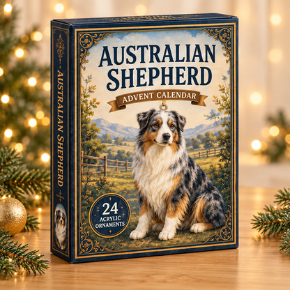 Classic Australian Shepherd Advent Calendar 2026 - 24-Day Festive Countdown, Acrylic Charms Blind Box - Gift For Dog Lovers