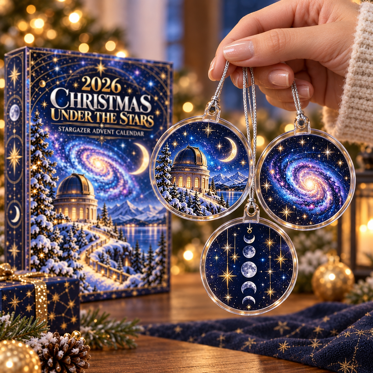 2026 Christmas Under The Stars Stargazer Advent Calendar With Celestial Ornaments, Unique Space Theme Holiday Countdown Gift