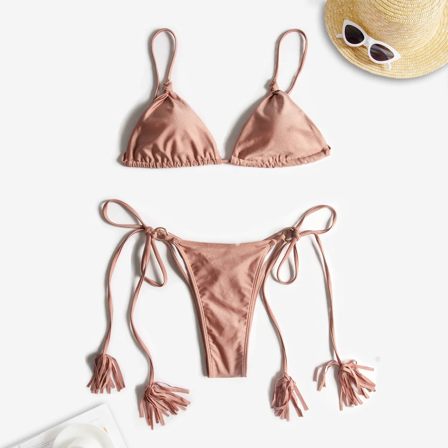 Sexy Hollow Out Cross String Bikini Set Bathing Suit