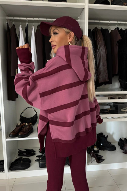 Striped Hoodie Jogger Two Piece Set