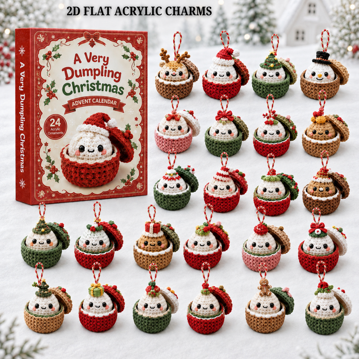 A Very Dumpling Christmas Advent Calendar 2026 - 24-Day Festive Countdown, Acrylic Charms Blind Box - Gift For Crochet Lovers