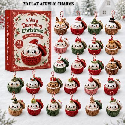 A Very Dumpling Christmas Advent Calendar 2026 - 24-Day Festive Countdown, Acrylic Charms Blind Box - Gift For Crochet Lovers