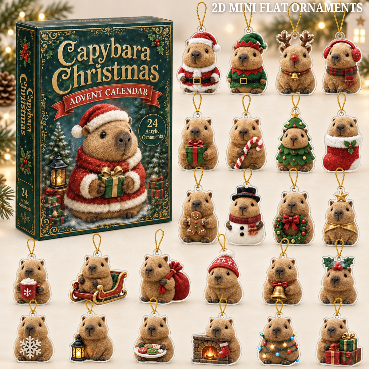 Capybara Christmas Advent Calendar 2026 - 24-Day Festive Countdown, Acrylic Charms Blind Box - Gift For Capybara Lovers
