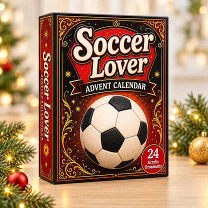 Soccer Theme Red Advent Calendar 2026 - 24-Day Festive Countdown, Acrylic Charms Blind Box - Gift For Soccer Lovers