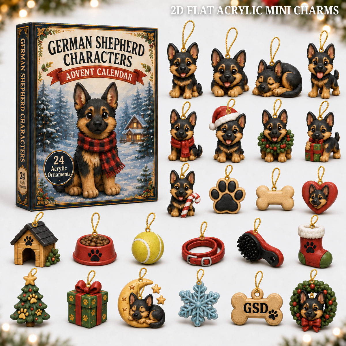 German Shepherd Advent Calendar 2026 - 24-Day Festive Countdown, Acrylic Charms Blind Box - Gift For Dog Lovers