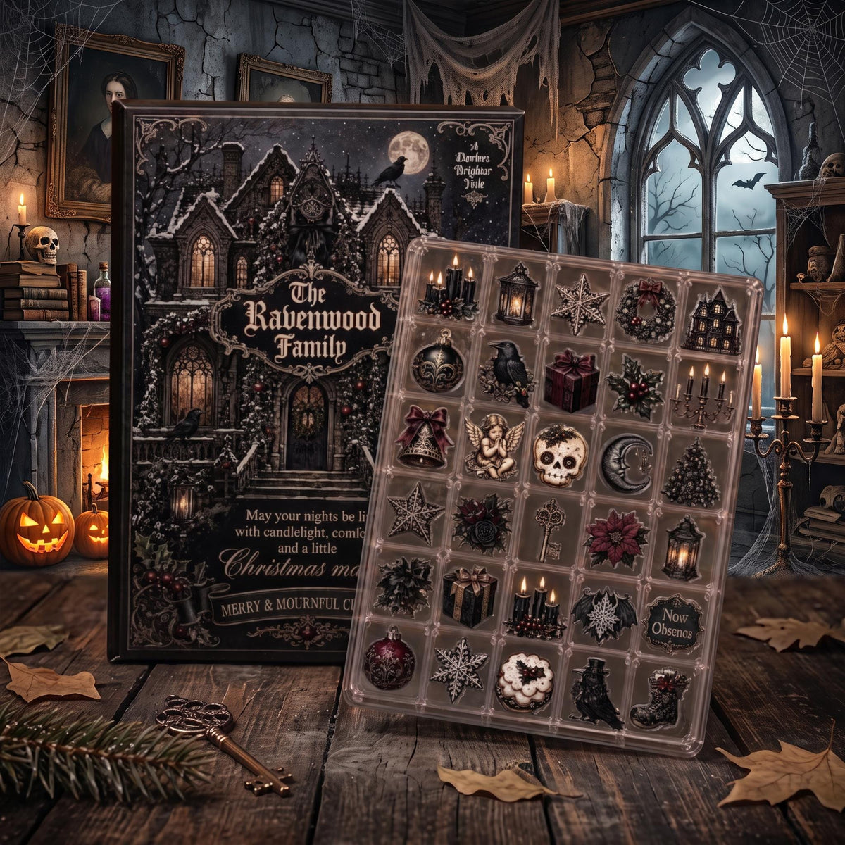 Personalized 2026 Gothic Advent Calendar, 24 Day Christmas Countdown Blind Box, Custom Name Holiday Gift