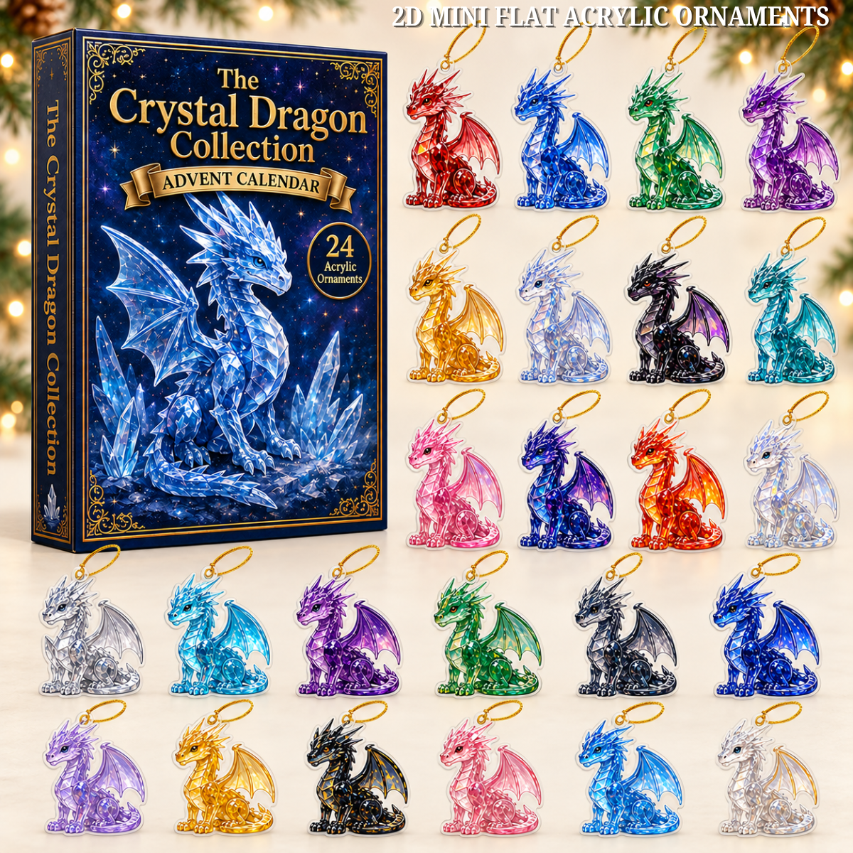 Crystal Dragon Advent Calendar 2026 - 24-Day Festive Countdown, Acrylic Charms Blind Box - Gift For Dragon Lovers