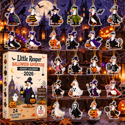 2026 Halloween Goose Advent Calendar – 24 Days of Spooky 2D Acrylic Goose Ornaments, Funny Trick-or-Treat Countdown Box & Cute Collector Gift for Goose Lovers