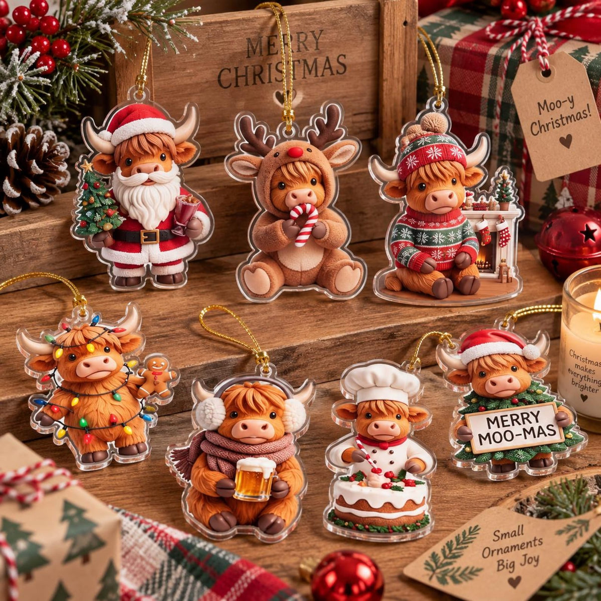 Highland Cow Advent Calendar 2026, 24 Days Christmas Countdown Blind Box, Farmhouse Decor, Christmas Set Gift for Kids, Cow Lover Gift