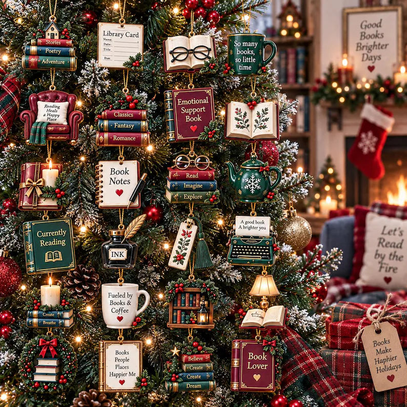 Personalized Book Lover Advent Calendar, Christmas Ornament Set, 24 Day Reading Countdown, Cozy Library Decor, Gift 2026 for Bookworms Gift