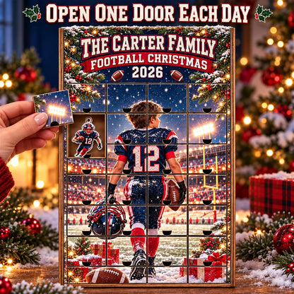Personalized Football Advent Calendar with 24 Custom Photo Acrylic Ornaments, Player Number Christmas Gift for Football Family and Coach