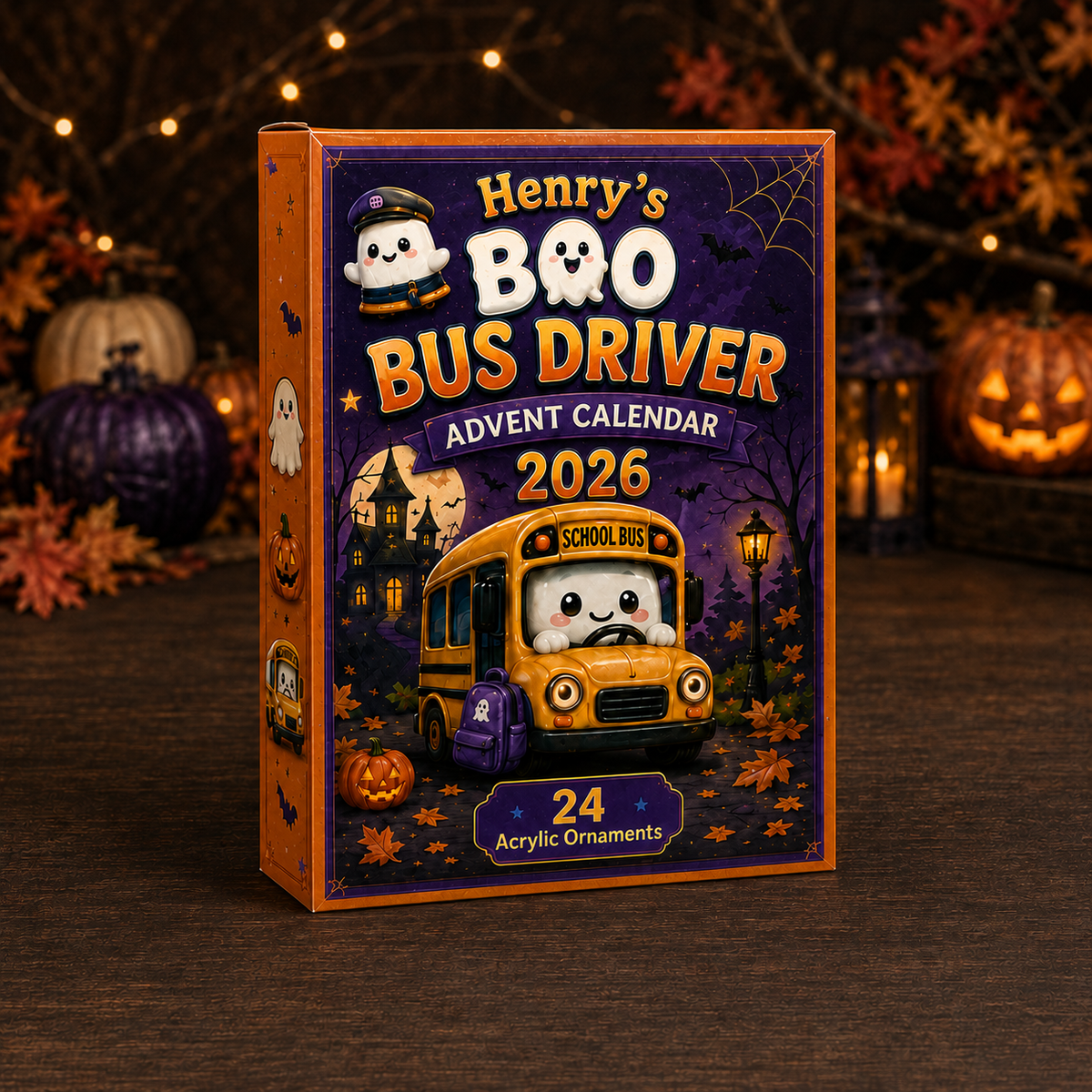 Boo Bus Driver Advent Calendar 2026 - 24-Day Festive Countdown, Acrylic Charms Blind Box - Gift For Family & Friends