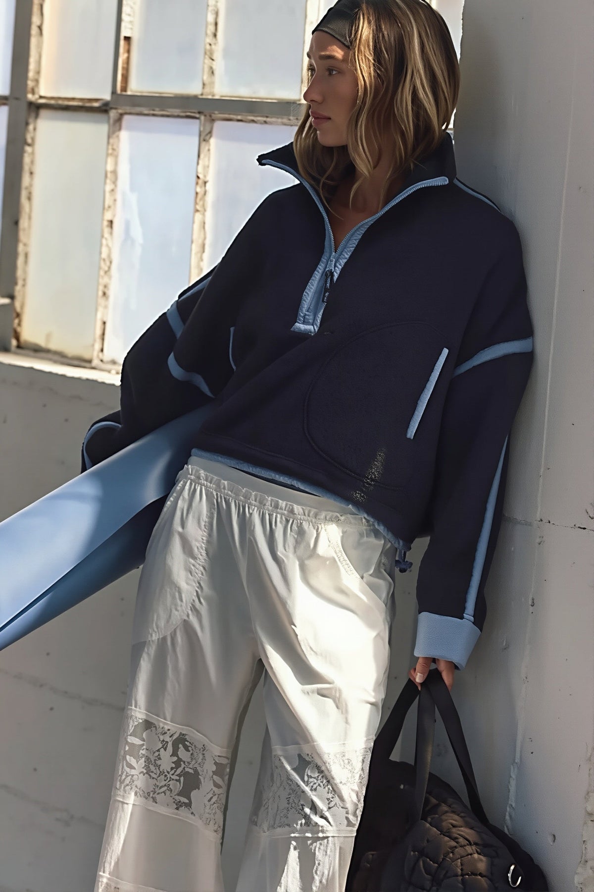 Colorblock Fleece Half Zip Sweatshirt