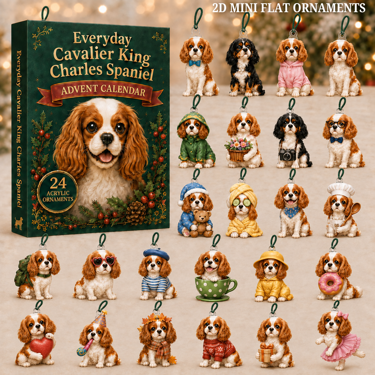 Everyday Cavalier King Charles Spaniel Advent Calendar 2026 - 24-Day Festive Countdown, Acrylic Charms Blind Box - Gift For Dog Lovers