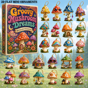 Groovy Mushroom Dreams Advent Calendar 2026 - 24-Day Festive Countdown, Acrylic Charms Blind Box - Gift For Nature Lovers