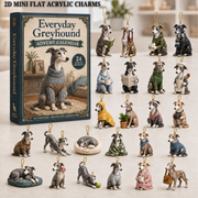 Everyday Greyhound Advent Calendar 2026 - 24-Day Festive Countdown, Acrylic Charms Blind Box - Gift For Greyhound Lovers