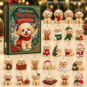 Christmas Maltipoo Advent Calendar 2026 - 24-Day Festive Countdown, Acrylic Charms Blind Box - Gift For Maltipoo Lovers