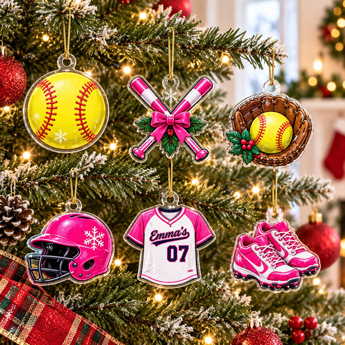 Personalized Softball Advent Calendar 2026, Custom Softball Christmas Countdown, 24 Day Acrylic Ornament Blind Box, Softball Player Gift