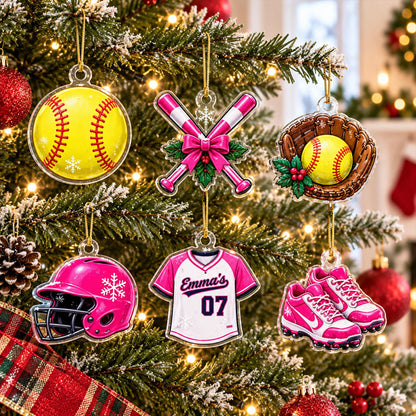 Personalized Softball Advent Calendar 2026, Custom Softball Christmas Countdown, 24 Day Acrylic Ornament Blind Box, Softball Player Gift